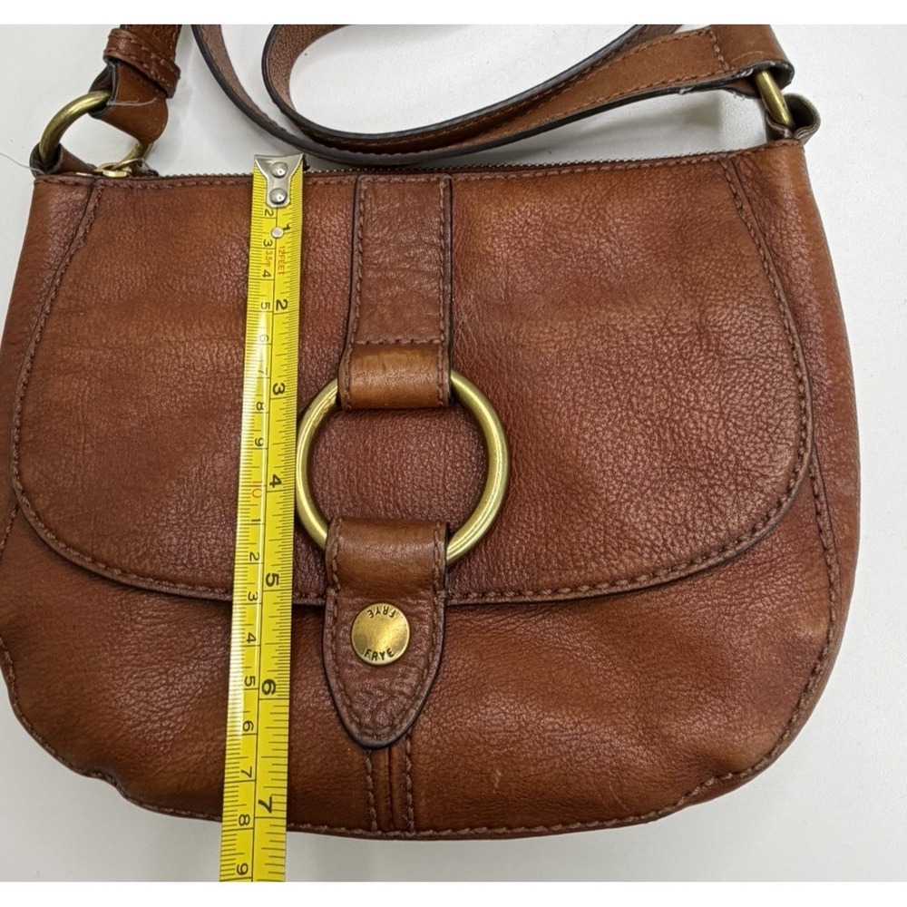 Frye Women's Chestnut Purse Cross Body Leather Ring Detail - Picture 15 of 15